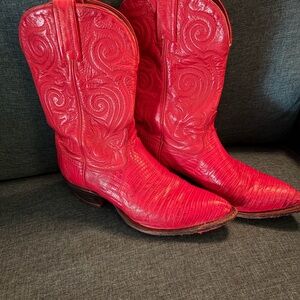 Tony Lama Red Western Cowboy Boots - women
